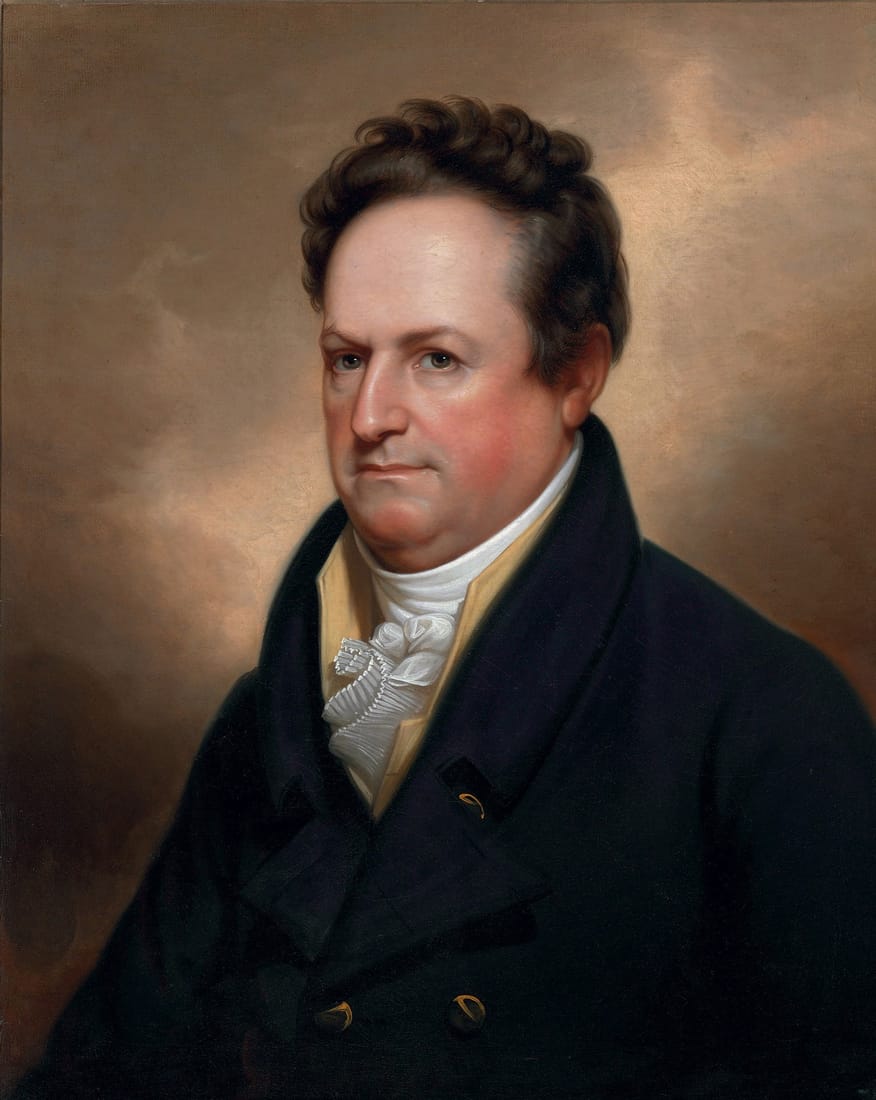 An 1823 oil portrait of DeWitt Clinton, the New York governor who championed the Erie Canal.